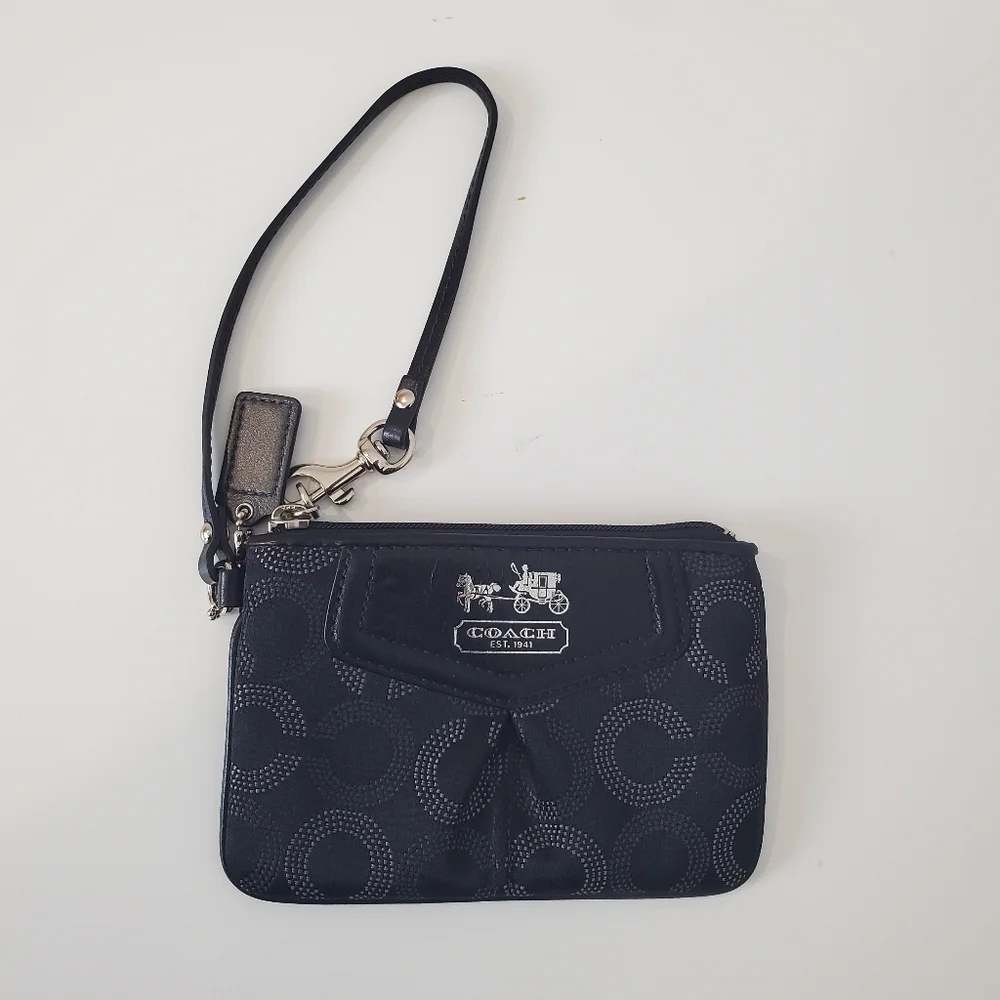 COACH Black Signature Wristlet Pouch